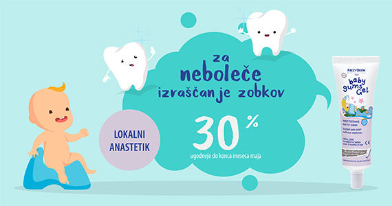 FrezyDerm Baby Gums gel za dlesni vam je na voljo 30% ugodneje.