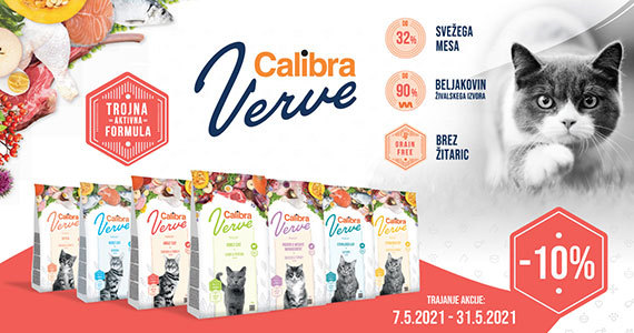 Hrana za mačke Calibra Verve vam je na voljo 10% ugodneje.