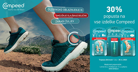 Vsi izdelki Compeed so vam na voljo 30% ugodneje.