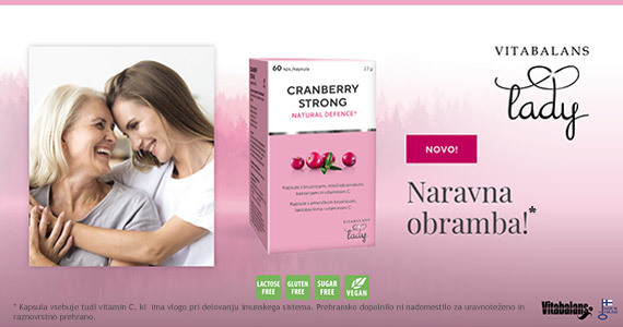 Novost na Lekarnar.com: Cranberry Strong - kombinacija izvlečka brusnice, mlečnokislinskih bakterij in vitamina C.