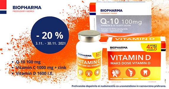 Izbrani izdelki Biopharma so vam na voljo 20% ugodneje.