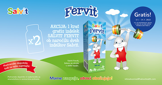 Ob nakupu 2 izdelkov Salvit prejmete darilo: Salvit Fervit, kapljice (30 ml)