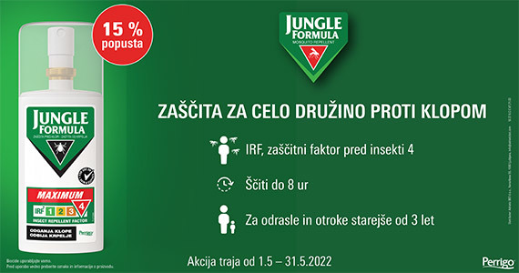 Jungle Formula Maximum, zaščita pred klopi vam je na voljo 15% ugodneje.