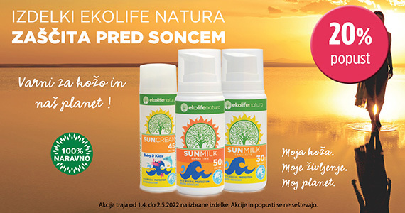 “Izdelki za zaščito pred soncem Ekolife Natura so vam na voljo 20% ugodneje.