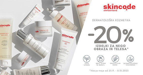 Vsi izdelki Skincode so vam na voljo 20% ugodneje.