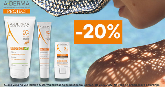 Zaščita pred soncem A-Derma Protect vam je na voljo 20% ugodneje.