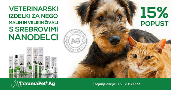 Veterinarski izdelki za nego malih in velikih živali TraumaPet Ag so vam na voljo 15% ugodneje.