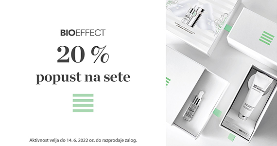 Izbrani seti Bioeffect so vam na voljo 20% ugodneje.