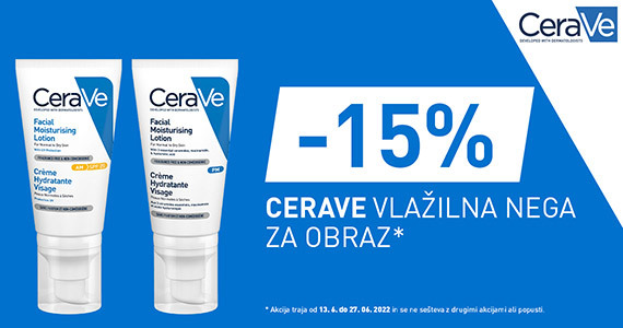 CeraVe kremi za vlaženje obraza sta vam na voljo 15% ugodneje.