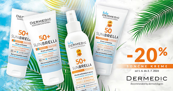 Izdelki Dermedic Sunbrella so vam na voljo 20 % ugodneje.