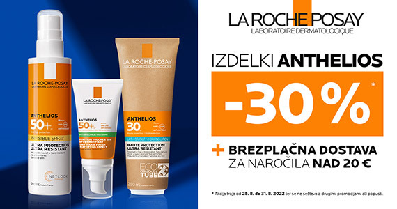 La Roche-Posay Anthelios vam je na voljo 30% ugodneje + Brezplačna dostava ob nakupu LRP nad 20€.