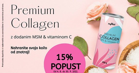 Premium Kolagen MSM & Vitamin C My Nuti vam je na voljo 15% ugodneje.