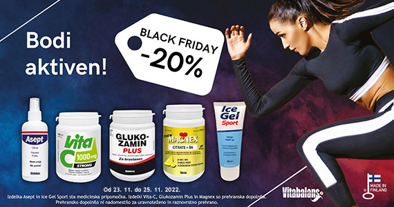 Vitabalans Black Friday na Lekarnar.com - Izbrani izdelki Vitabalans so vam na voljo 20% ugodneje.