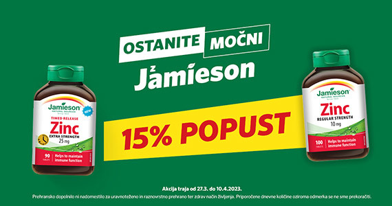 Izbrani izdelki Jamieson so vam na voljo 15% ugodneje.