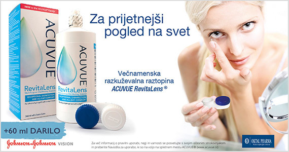 Acuvue RevitaLens razkuževalna raztopina za leče vam je na voljo v paketu 360 ml + 60 ml 