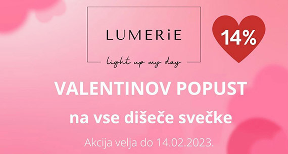 Ročno izdelane svečke Lumerie so vam na voljo 14% ugodneje.