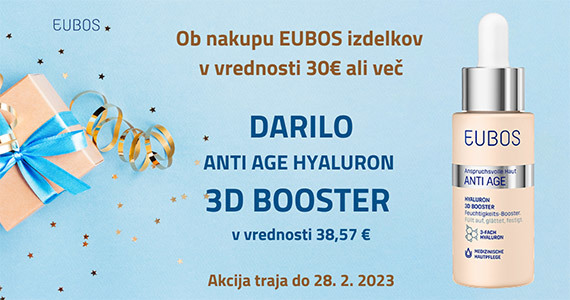 Ob nakupu izdelkov Eubos nad 30€ prejmete darilo: Eubos Anti-Age Hyaluron 3D Booster (30 ml).
