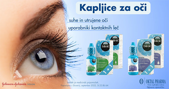 Kapljice za oči Blink Intensive in Blink Contacts so vam na voljo v posebni ponudbi: dva za ceno enega.