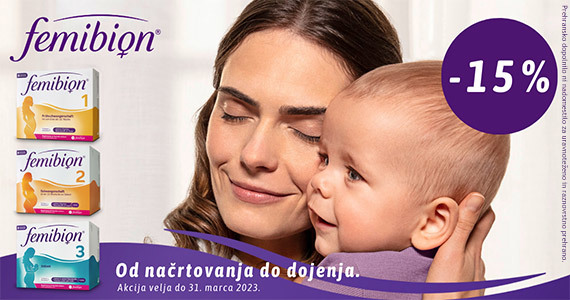 Vsi izdelki Femibion so vam na voljo 15% ugodneje.