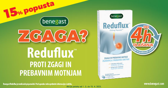 Benegast Reduflux vam je na voljo 15% ugodneje.