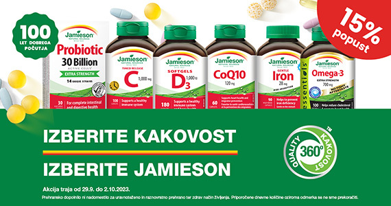 Vsi izdelki Jamieson so vam na voljo 15% ugodneje.