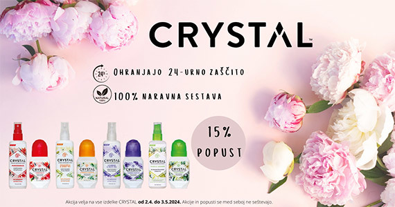 Naravni dezodoranti Crystal brez aluminijevega klorohidrata so vam na voljo 15% ugodneje.