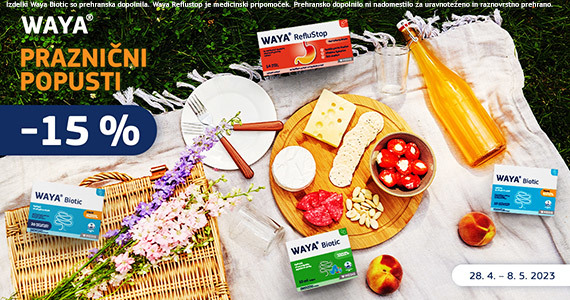 Izdelki Waya Biotic in Waya Reflustop so vam na voljo 15% ugodneje.