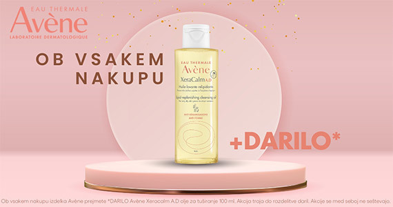 Ob nakupu vsakega izdelka Avene prejmete darilo: Avene XeraCalm olje (100 ml).