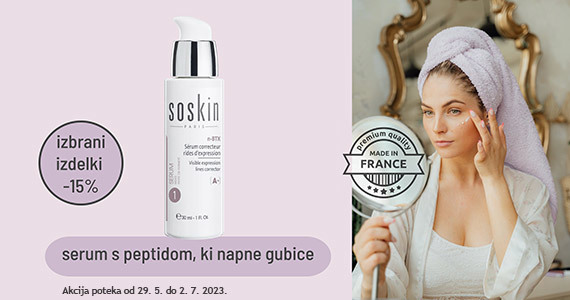 Izbrani izdelki SOSkin so vam na voljo 15% ugodneje.