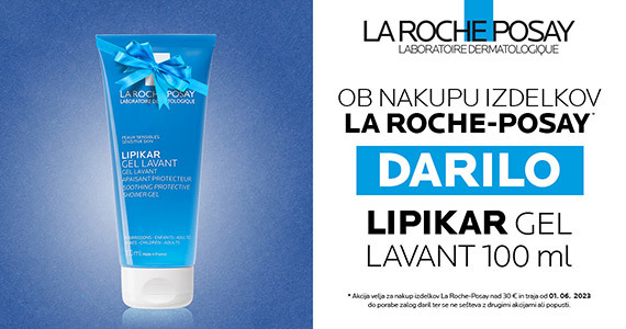 Ob nakupu izdelkov La Roche-Posay nad 30 € prejmete darilo: LRP Lipikar gel Lavant (100 ml).