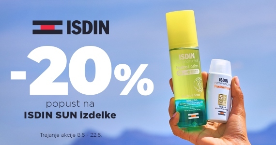 Vsi izdelki za zaščito pred soncem ISDIN Sun so vam na voljo 20% ugodneje.