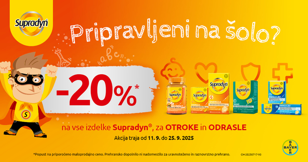 Vsi izdelki Supradyn so vam na voljo 20% ugodneje.