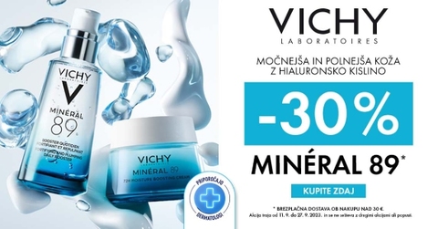 Vichy Mineral 89 izdelki so vam na voljo 30% ugodneje + Brezplačna dostava ob nakupu Vichy nad 30€.