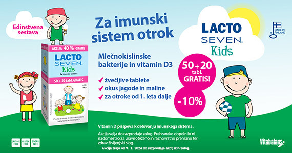 Posebna ponudba: Lactoseven Kids (50 tablet ) + Darilo: 20 tablet (-10%).