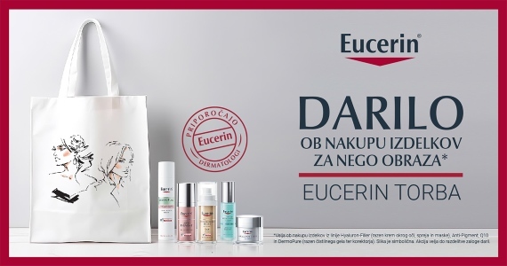 Ob nakupu izbranih izdelkov Eucerin za obraz prejmete darilo: Eucerin torbo.