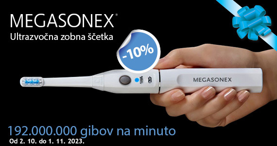 Zobna ščetka in zobna pasta Megasonex sta vam na voljo 10% ugodneje.