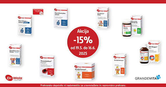 Prehranska dopolnila Dr. Wolz so vam na voljo 15% ugodneje.