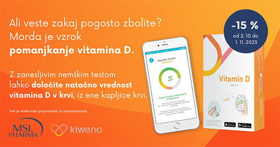 Kiweno Vitamin D hitri kvantitativni test za testiranje ravni vitamina D vam je na voljo 15% ugodneje.