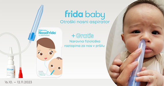 Ob nakupu Frida Baby Snotsucker nosnega aspiratorja s potovalno torbico prejmete darilo: Frida Baby fiziološko raztopino za nos (20 ml).