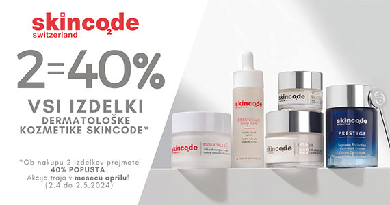 Ob nakupu 2 ali več izdelkov Skincode prejmete kar 40% popust.