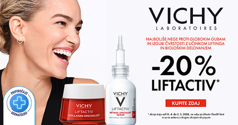 Vichy Liftactiv izdelki so vam na voljo 20% ugodneje.