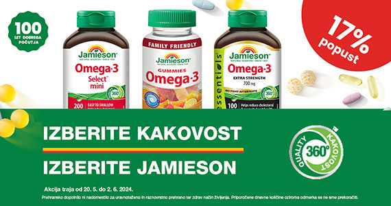 Izdelki Jamieson z Omega-3 so vam na voljo 17% ugodneje.