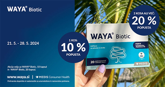 Ob nakupu 1 izdelka Waya Biotic kapsule prejmete 10% popust, ob nakupu 2 ali več izdelkov pa kar 20% popust.