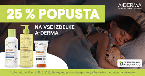 Izdelki A-Derma so vam na voljo kar 25% ugodneje.