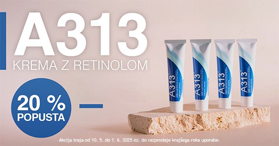 A313 krema z retinil palmitatom vam je na voljo 20% ugodneje.