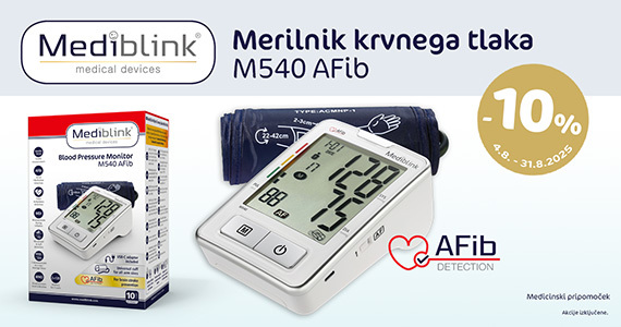 Mediblink M540 AFib nadlahtni merilnik krvnega tlaka vam je na voljo 10% ugodneje