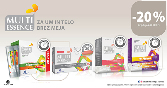 Izdelki Multi Essence so vam na voljo 20% ugodneje.