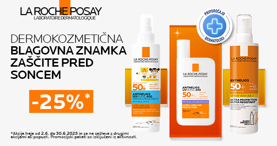 Izdelki La Roche-Posay Anthelios so vam na voljo 25% ugodneje.