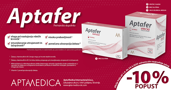 Prehranski dopolnili Aptafer sta vam na voljo 10% ugodneje.