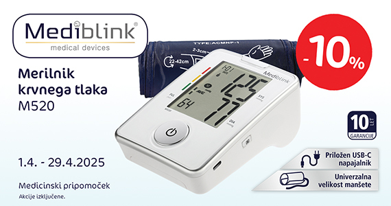 Mediblink M520 nadlahtni merilnik krvnega tlaka vam je na voljo 10% ugodneje